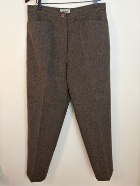 L.L.Bean 100% Lambswool Tweed Tapered Dress Pants Brown Flecked Size 10